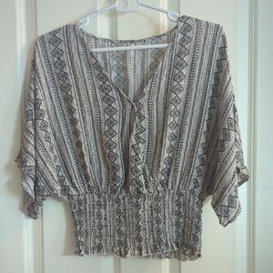 4 For $5 Patterned Black and White Women's Top